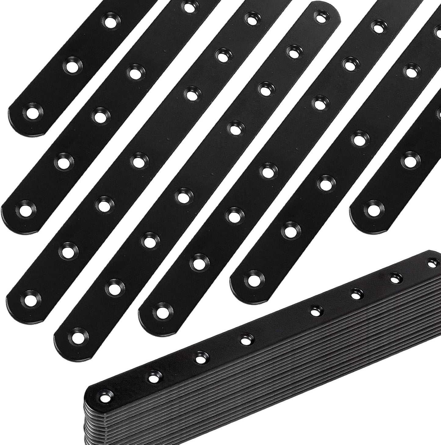 24 Soportes Rectos Negro 10pulg Metal para Estantería