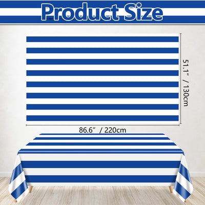 4 Manteles Rayas Azules y Blancas Plástico 51x86pulg