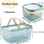 2 Cestas Picnic Malla Metálica Mango Madera Plegable Azul