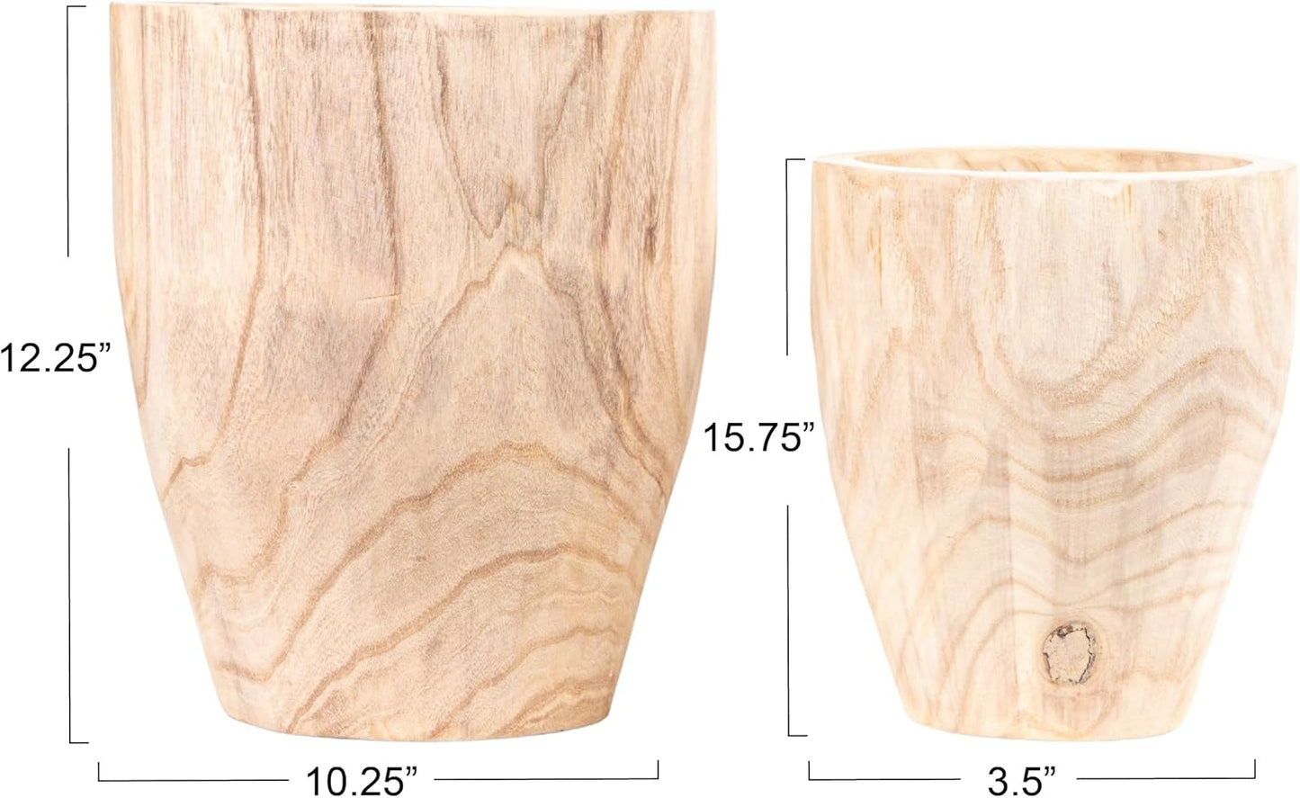 Macetas redondeadas madera paulownia set 2 tamaños