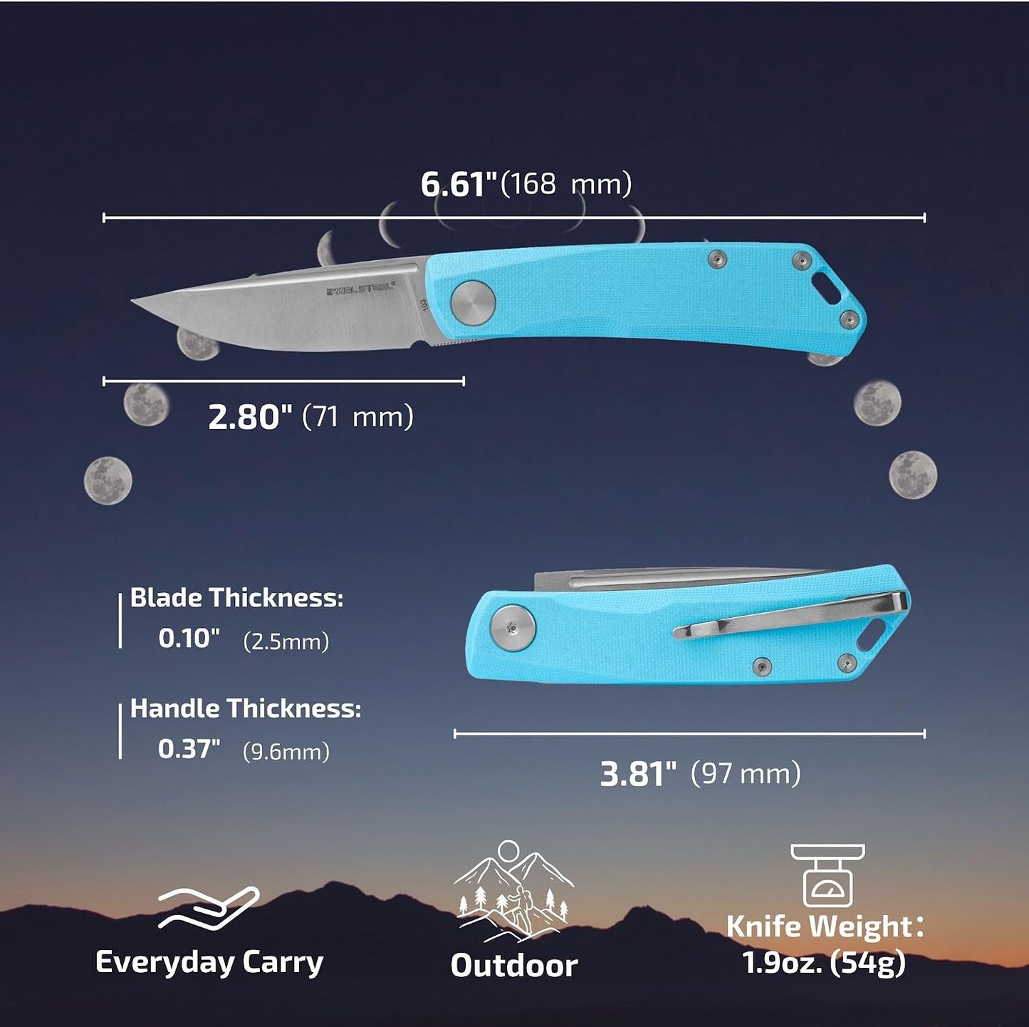 Cuchillo plegable D2 2.8" mango G10 EDC