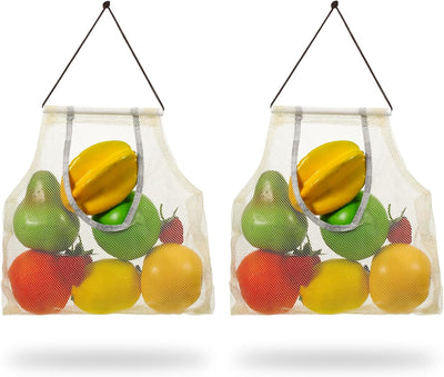 Bolsas de almacenamiento de malla colgantes para frutas, verduras, papas, cebollas y ajo