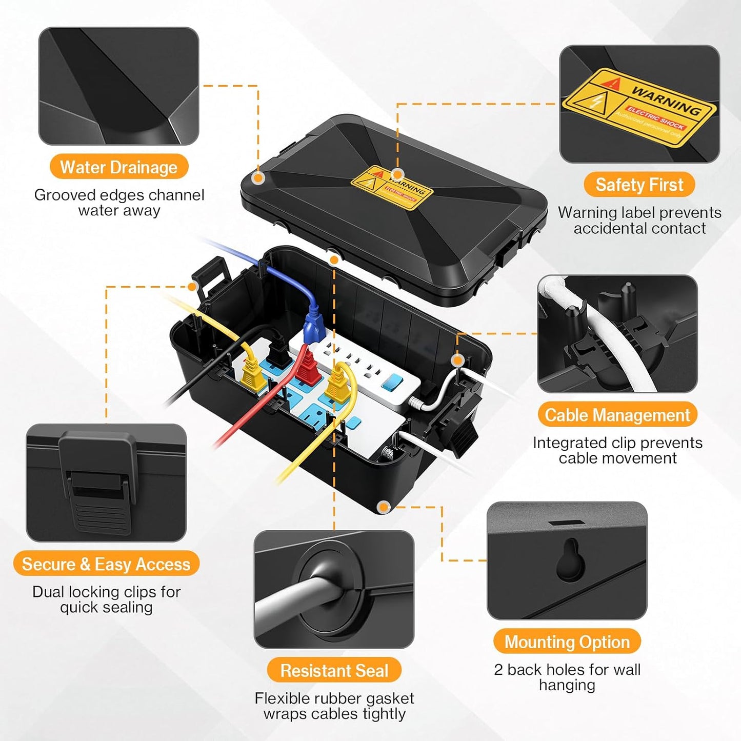 Caja eléctrica exterior 12.6x8.27x5.12pulg 7 entradas IP54