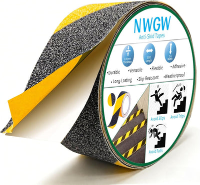 Cinta antiderrap negra amarilla 2" x50ft para escalones
