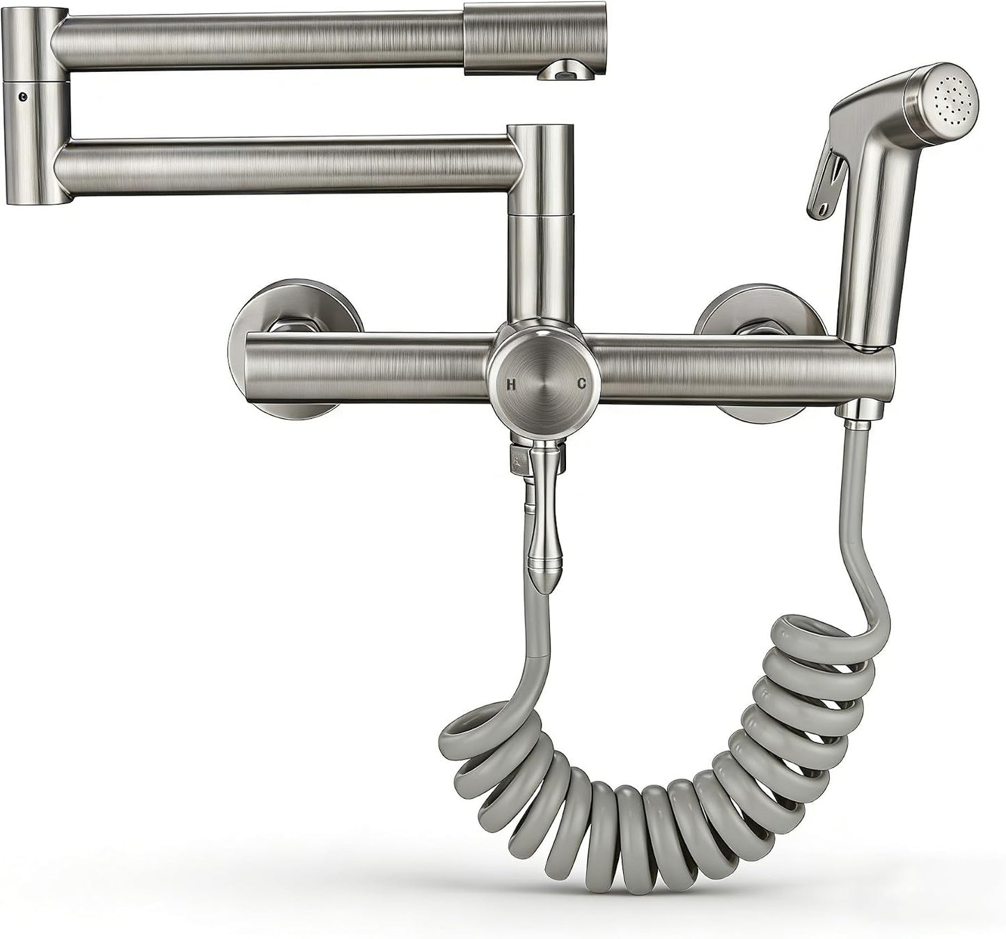 Grifo fregadero níquel cepillado 8pulg plegable con rociador