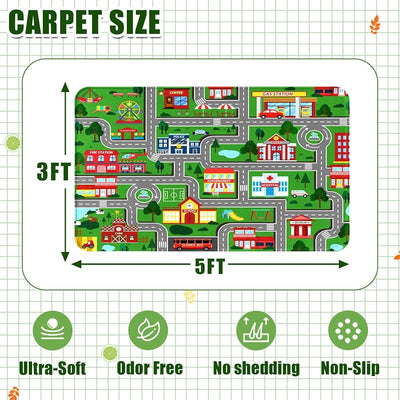Alfombra educativa para niños mapa tráfico 3x5ft dormitorio