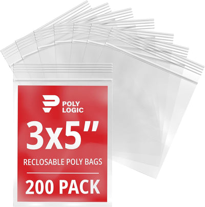 Bolsas polietileno transparentes 3x5pulg 2mil resellables 200uds