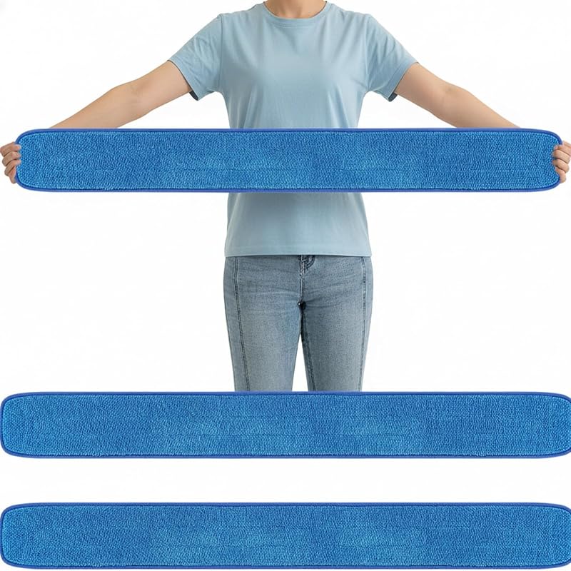 3 Almohadillas Microfibra 48pulg Repuesto Trapeador Azul