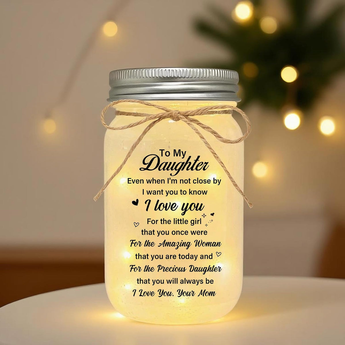 Luces nocturnas en tarro de masón regalo para hija