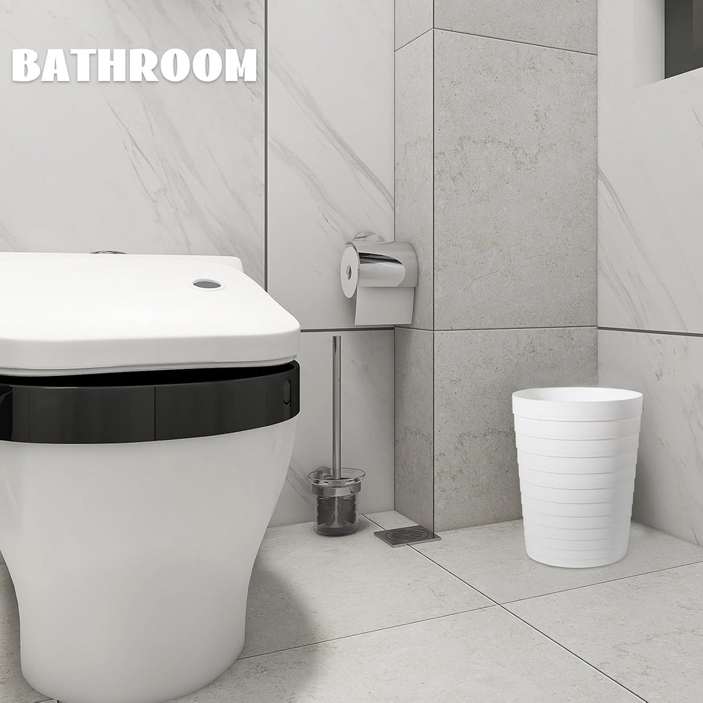 Cubo basura plástico baño 1.8gal blanco