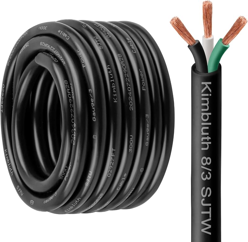 Cable extensión 8/3 cobre puro 50 ft trabajo pesado