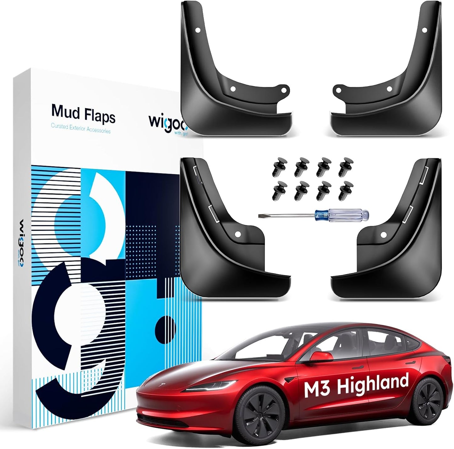 Protectores salpicaduras Tesla Model 3 2026 negro set 4