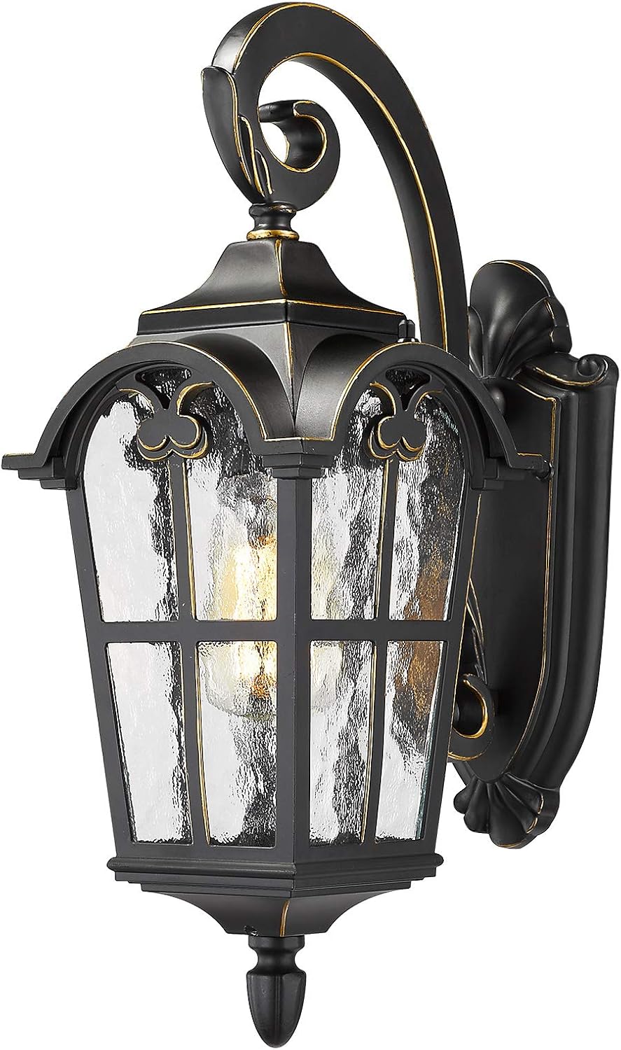 Lámpara exterior vintage 17.5" acabado negro vidrio