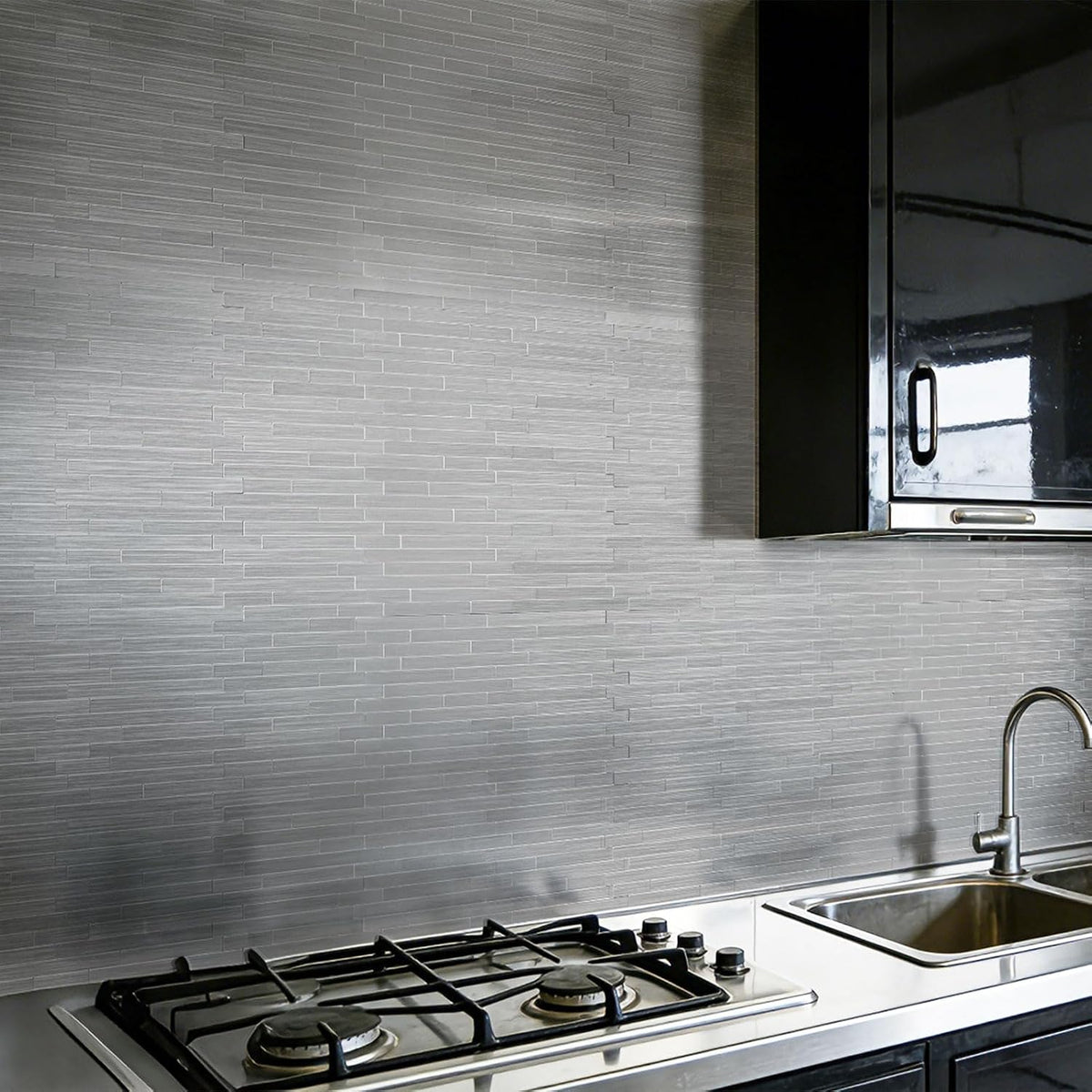 10 Azulejos Metal Autoadhesivos Cocina 12x12pulg Color Plateado