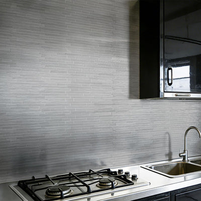 10 Azulejos Metal Autoadhesivos Cocina 12x12pulg Color Plateado