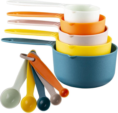 Juego 10 tazas y cucharas medidoras plástico 1/8 taza