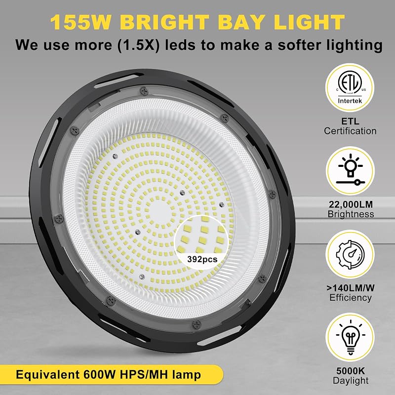 6 Luces LED UFO 155W 5000K IP65 enchufe EE.UU. para tienda