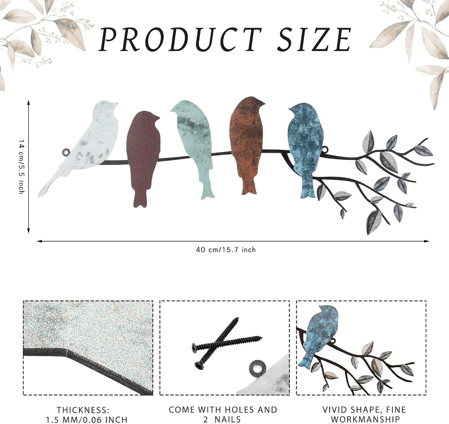 Letrero pájaro metal colgar pared jardín decoración