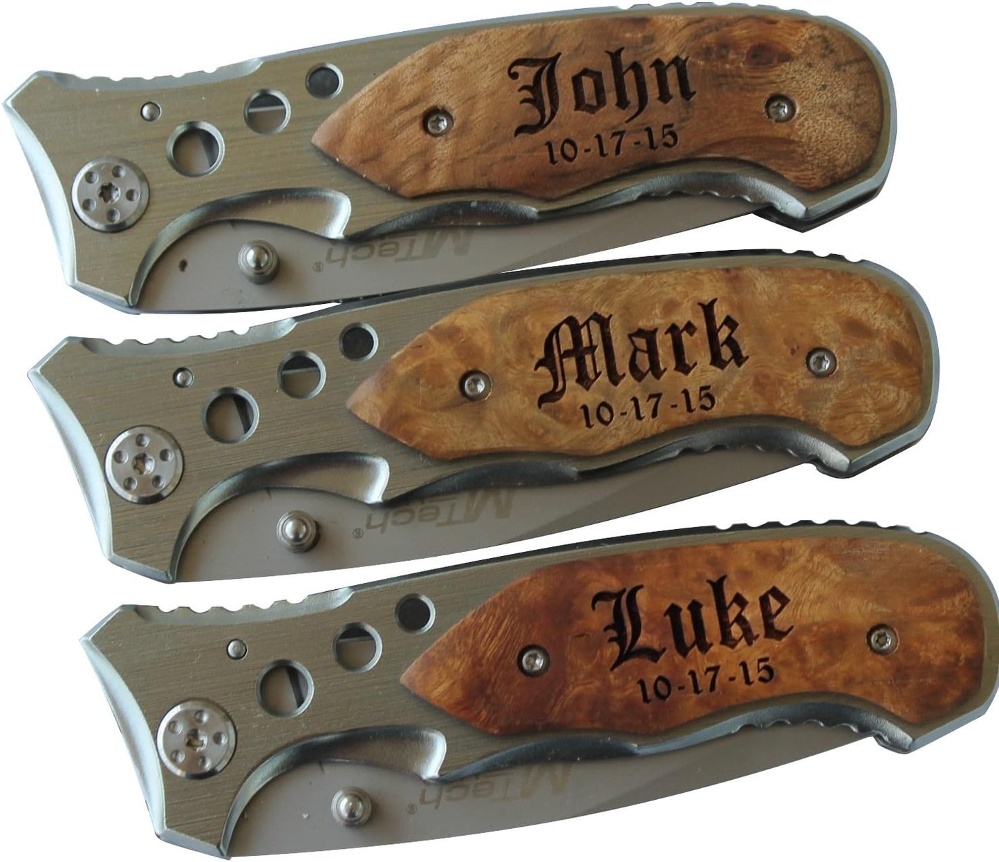 Cuchillo plegable bolsillo grabado monograma 2 líneas