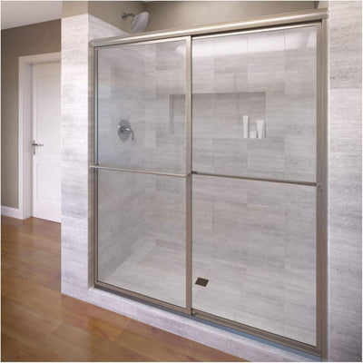 Puerta ducha corrediza 56-59pulg vidrio transparente níquel