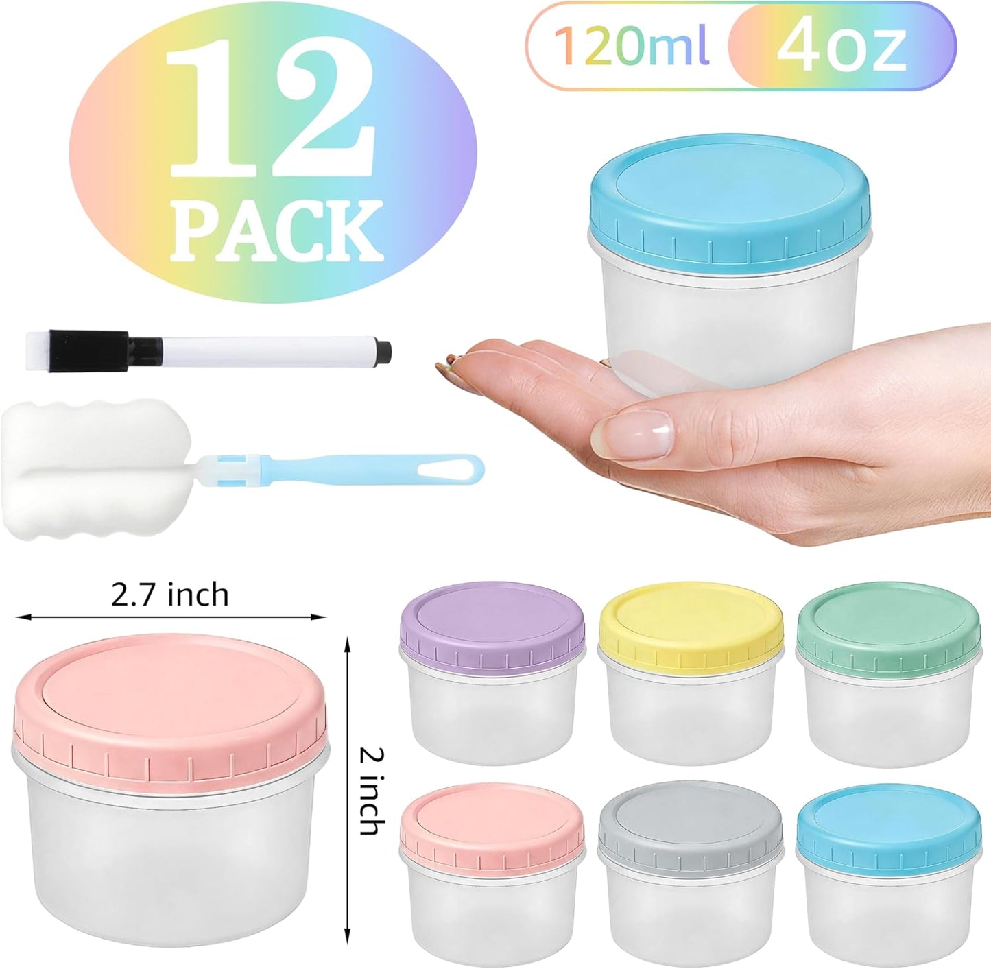 Contenedores 4oz plástico a prueba de fugas set 12