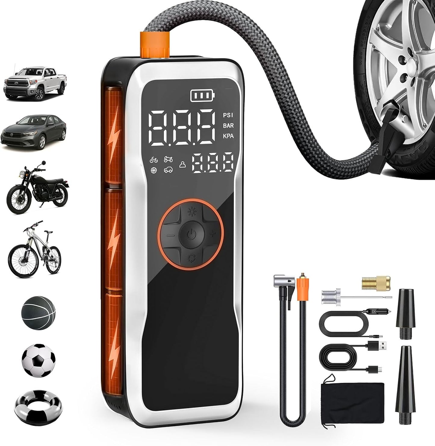 Compresor aire portátil 18000mah 150psi con medidor