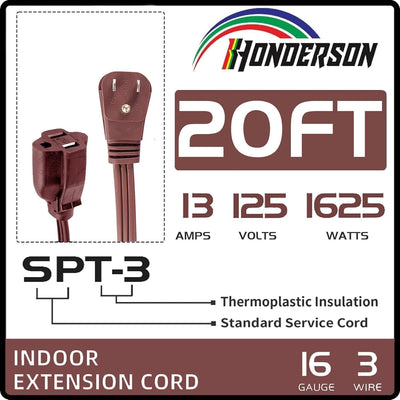 Cable extensión enchufe plano 20pies 16/3 SPT-3 13A