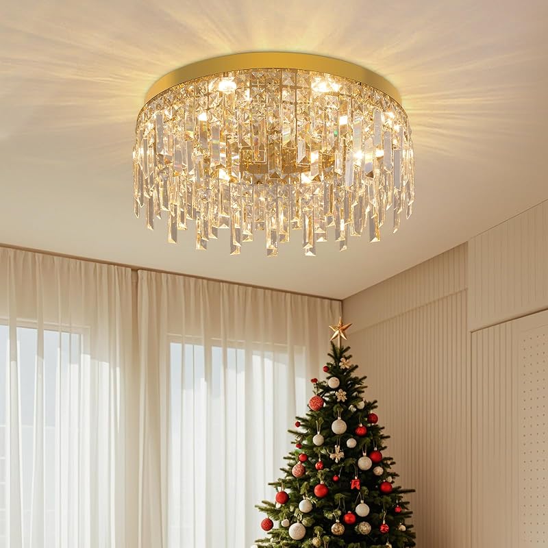 Candelabro cristal dorado para comedor sala dormitorio