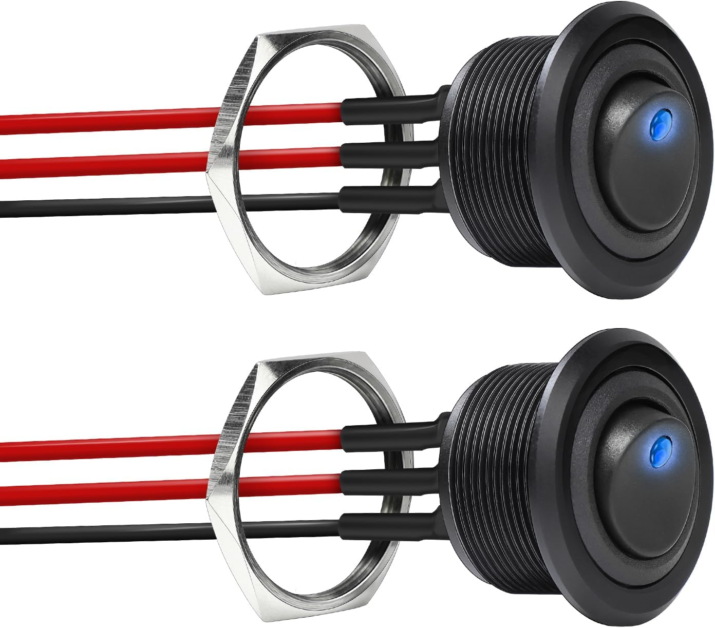 Interruptor palanca aluminio rojo 12V/24V con luces LED 20A