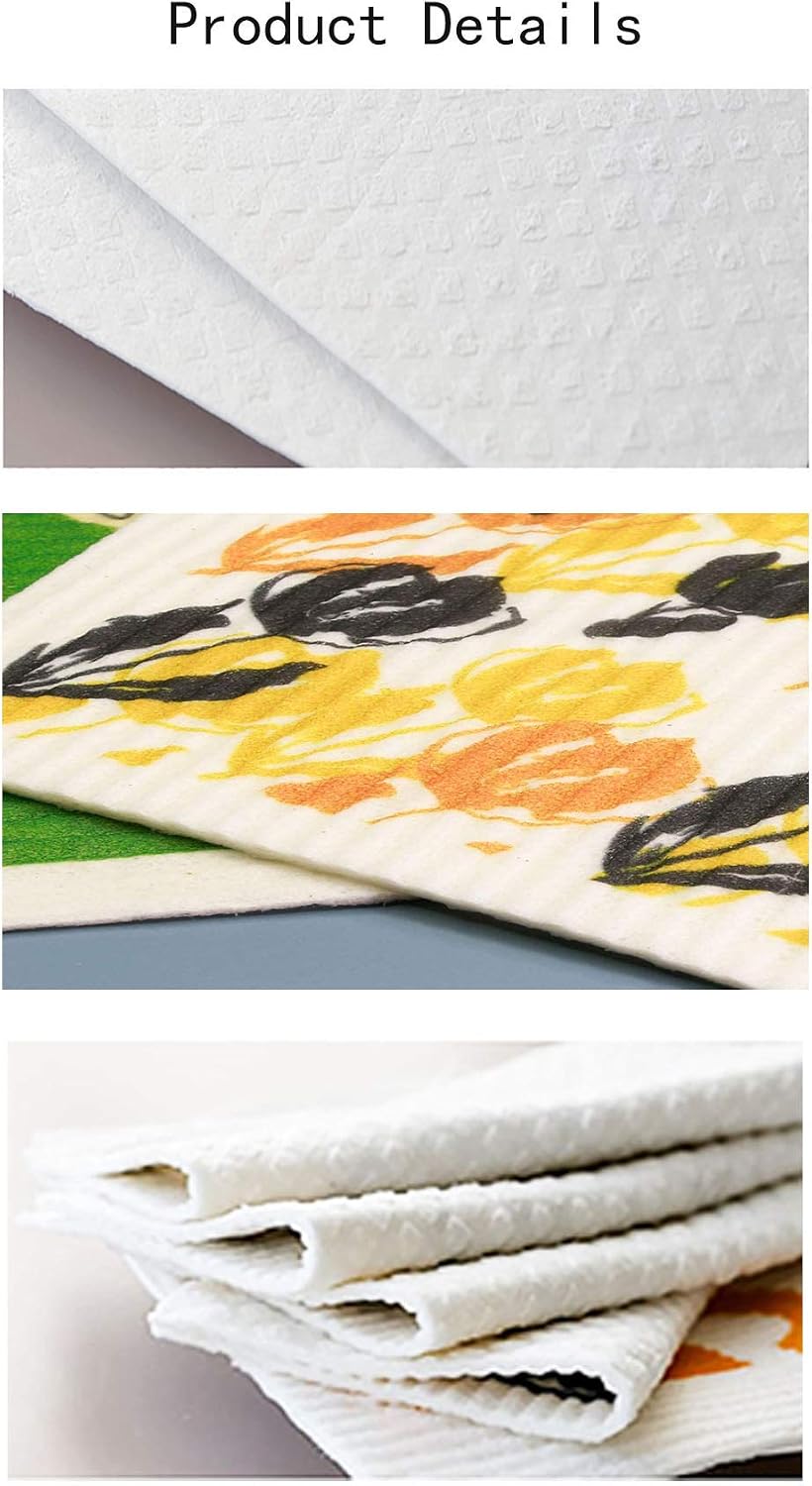 Set 4 paños cocina reutilizables secado rápido Tulip