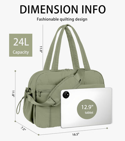 Bolsa viaje ligera mujer acolchada bolsillo húmedo verde