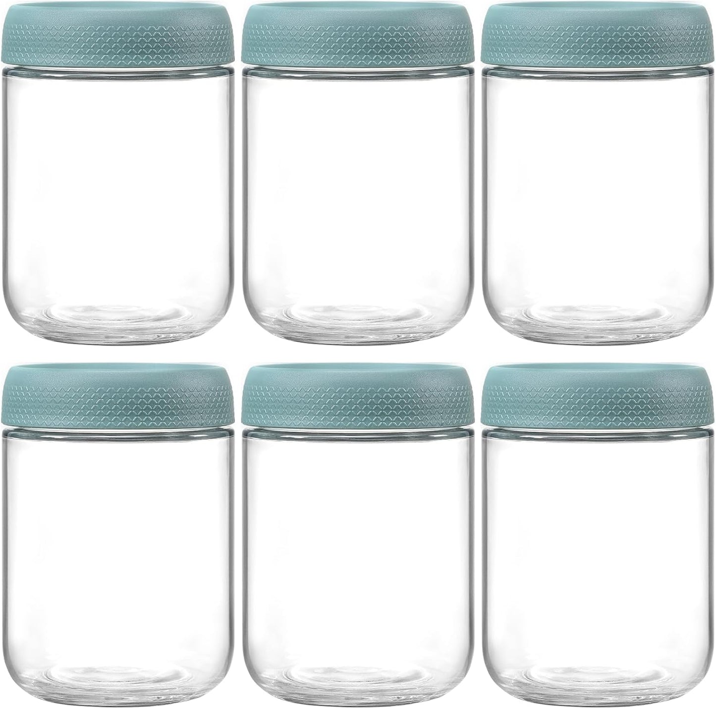 6 Tarros Vidrio 16oz Tapas Herméticas Color Verde