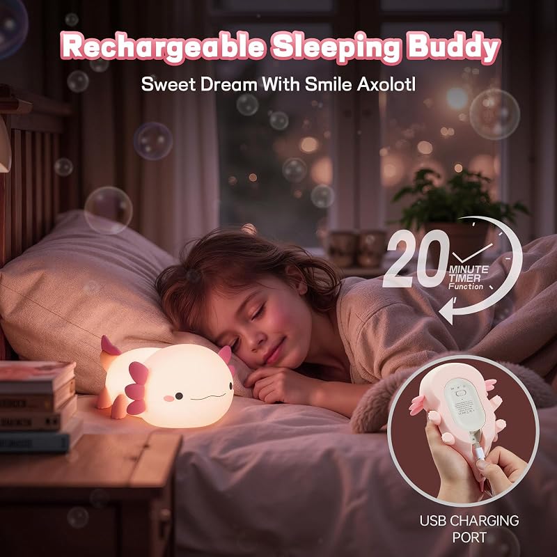 Luz nocturna axolotl silicona para bebé regulable