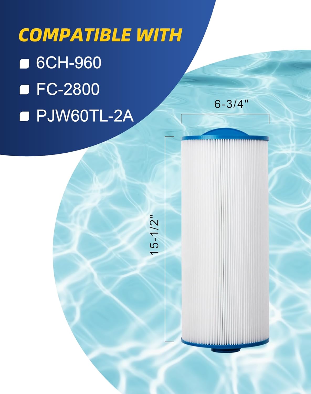 Filtro spa repuesto 15.5x6.75" para Pjw60TL-F2S