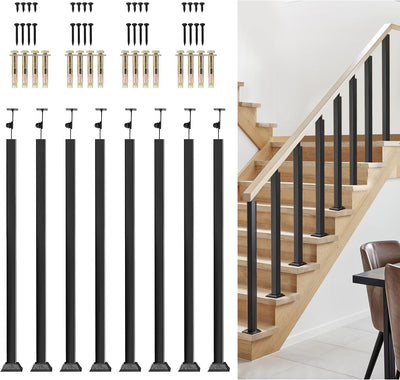 Kit barandilla interior 8 postes negros hierro 33.46pulg