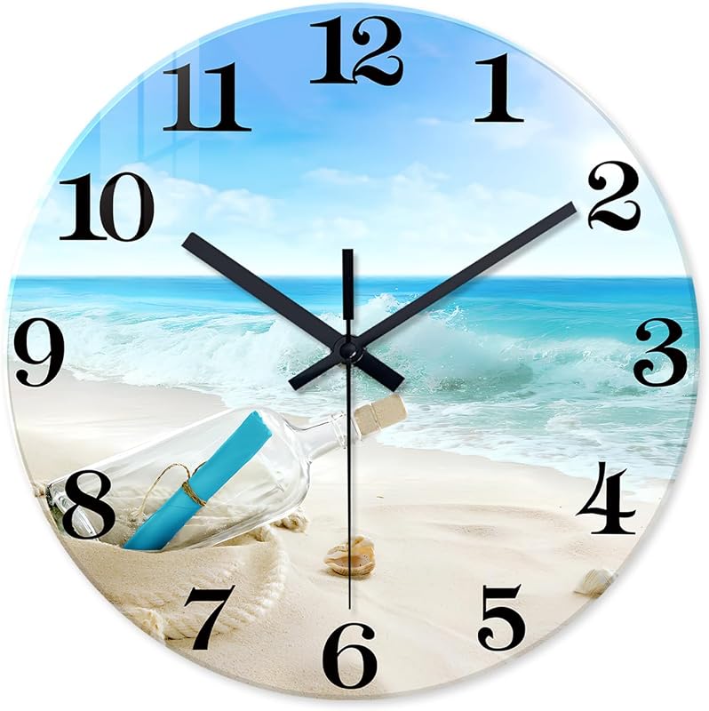 Reloj pared redondo azul dormitorio 12pulg cristal
