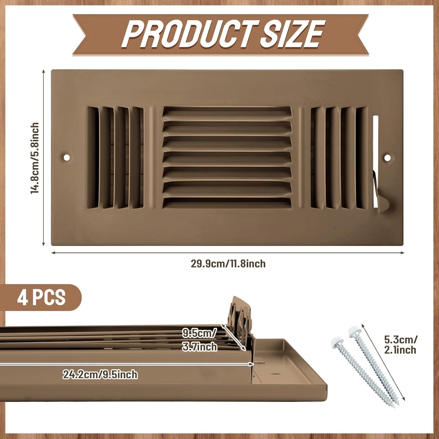 4 Pzas Cubiertas Ventilación 10x4pulg Pared Techo