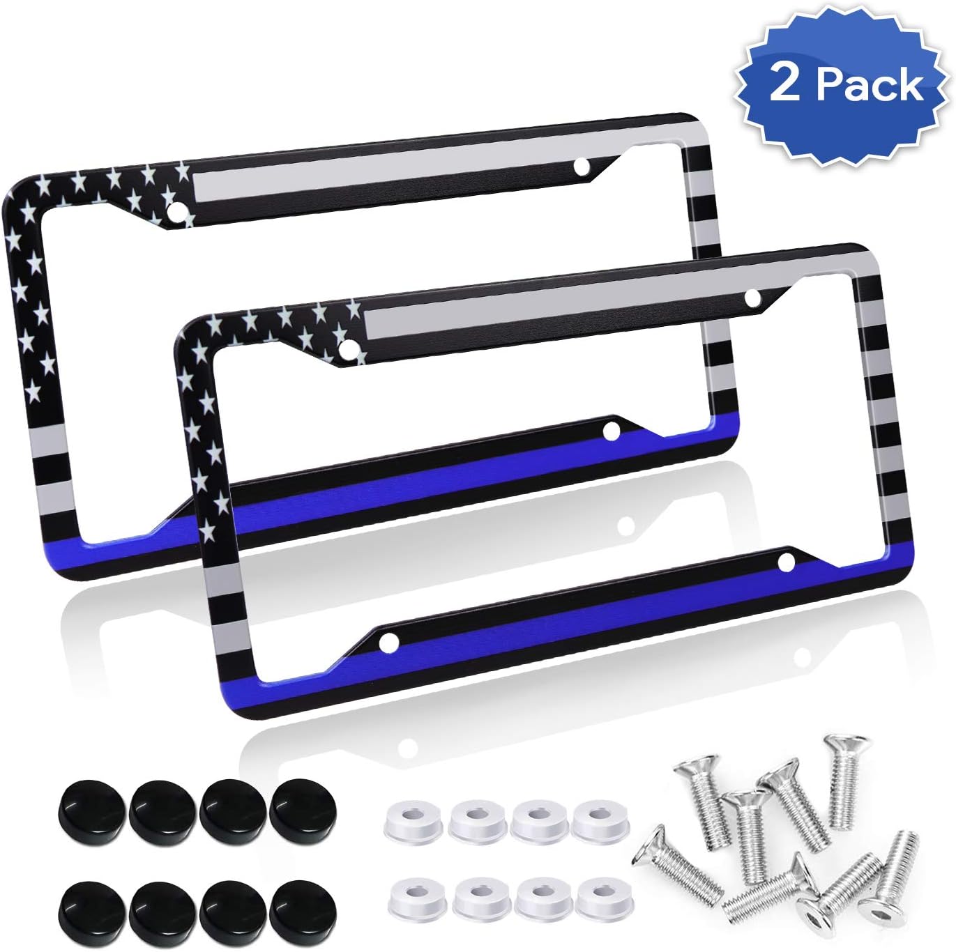 Marco placa auto bandera USA pack 2