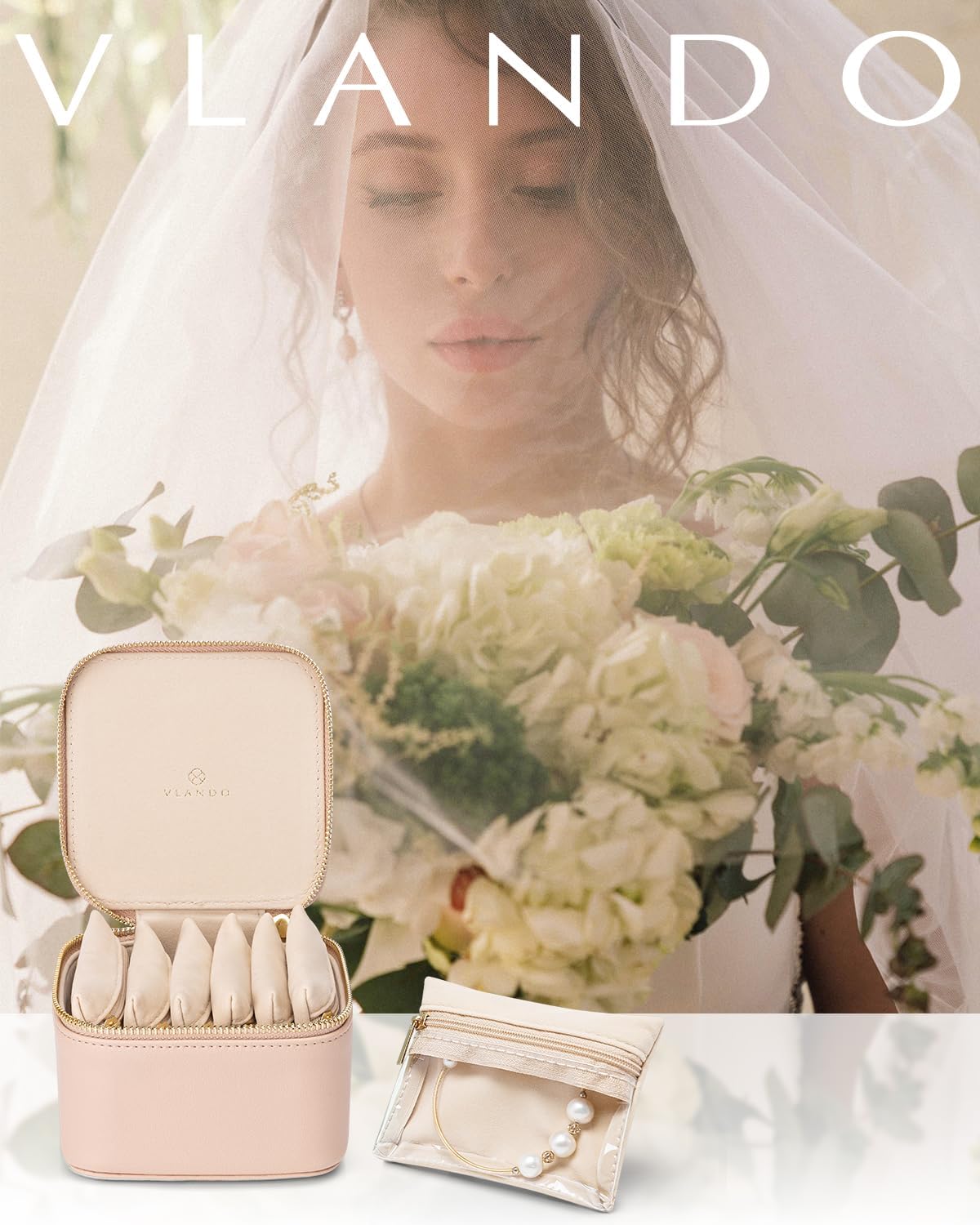 Estuche joyas viaje con bolsas terciopelo 6 pzas mujer