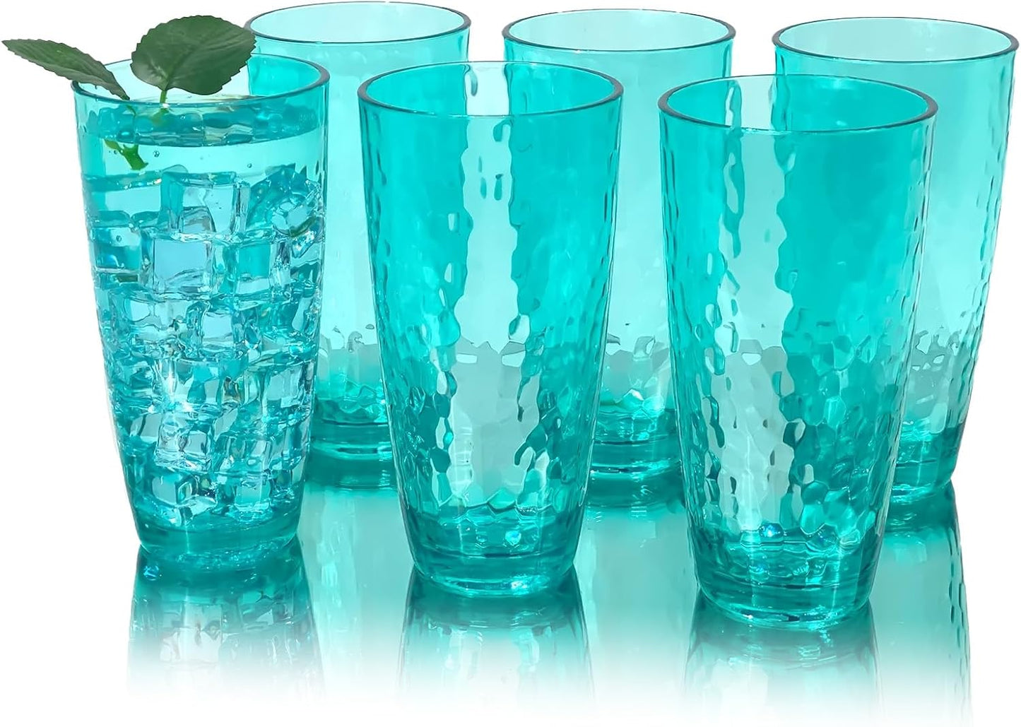 Set 6 vasos acrílicos 26oz estilo martillado sin BPA verde