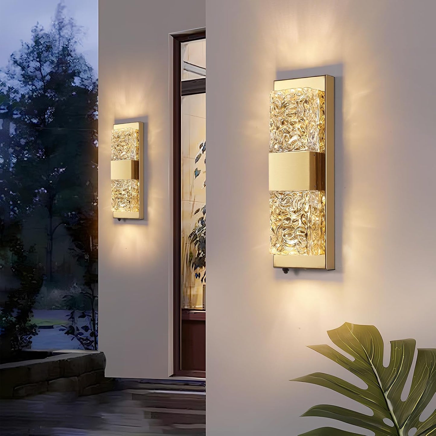 Iluminación exterior 12W IP65 aplique LED cristal moderno