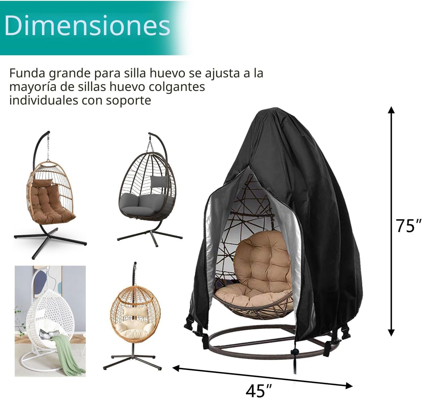 Fundas silla colgante mimbre duradera impermeable
