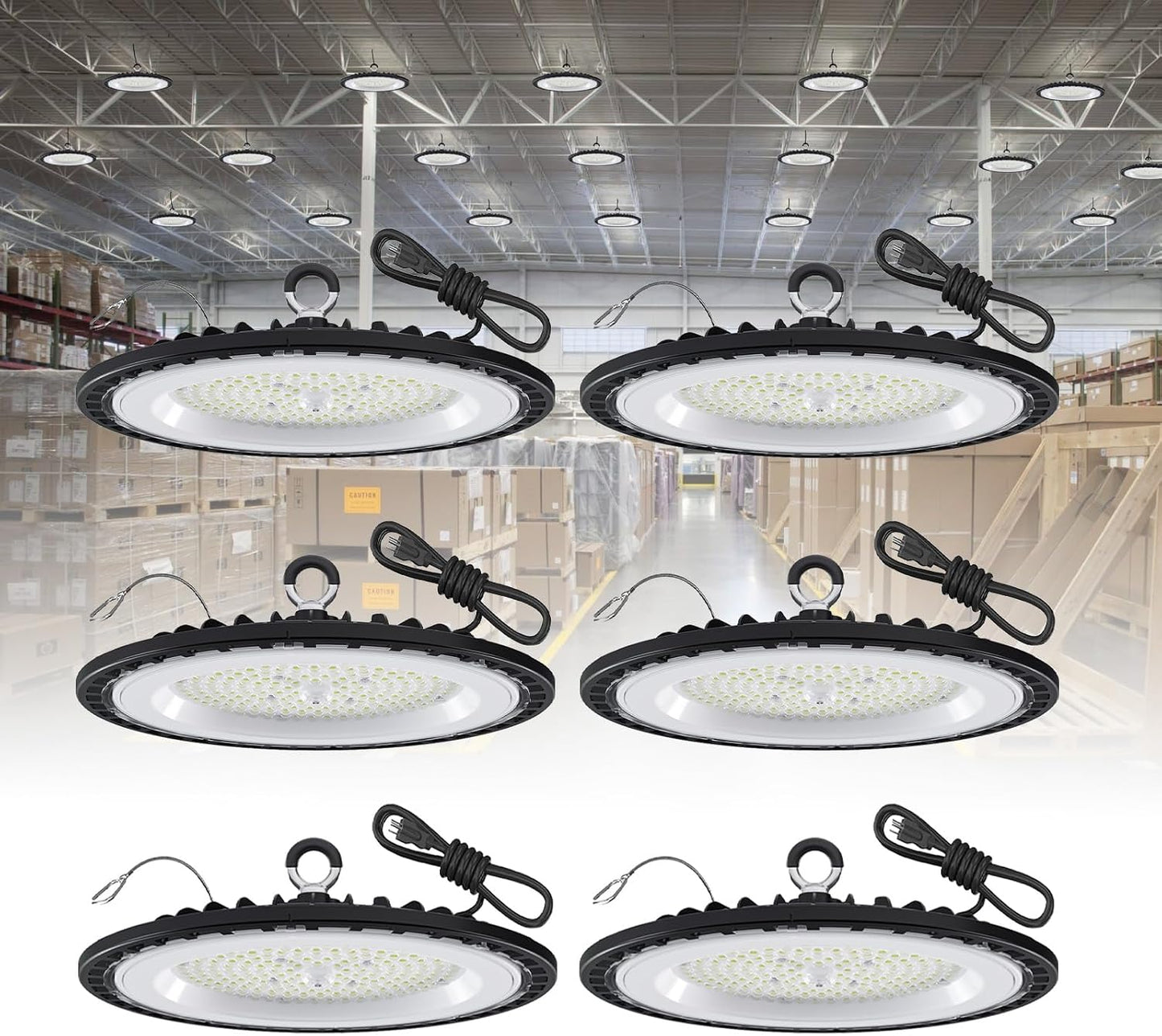 6 Luces LED UFO 150W 5000K con Cable 5ft enchufe EE.UU.