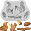 Molde silicona fondant animales piñas bellota decoración pasteles