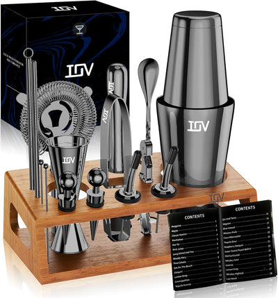 Juego de bar 17 Pzas Boston Shaker 28oz con soporte