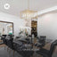 Candelabro cristal 4 luces dorado para cocina isla