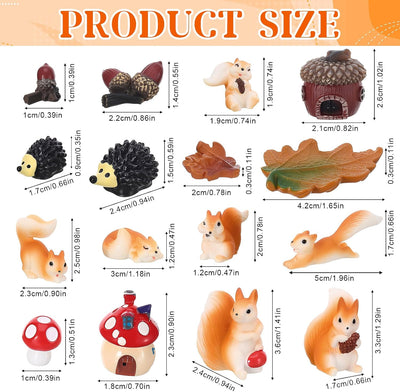 20 Figuras Ardilla Resina Otoño Accesorios Jardín