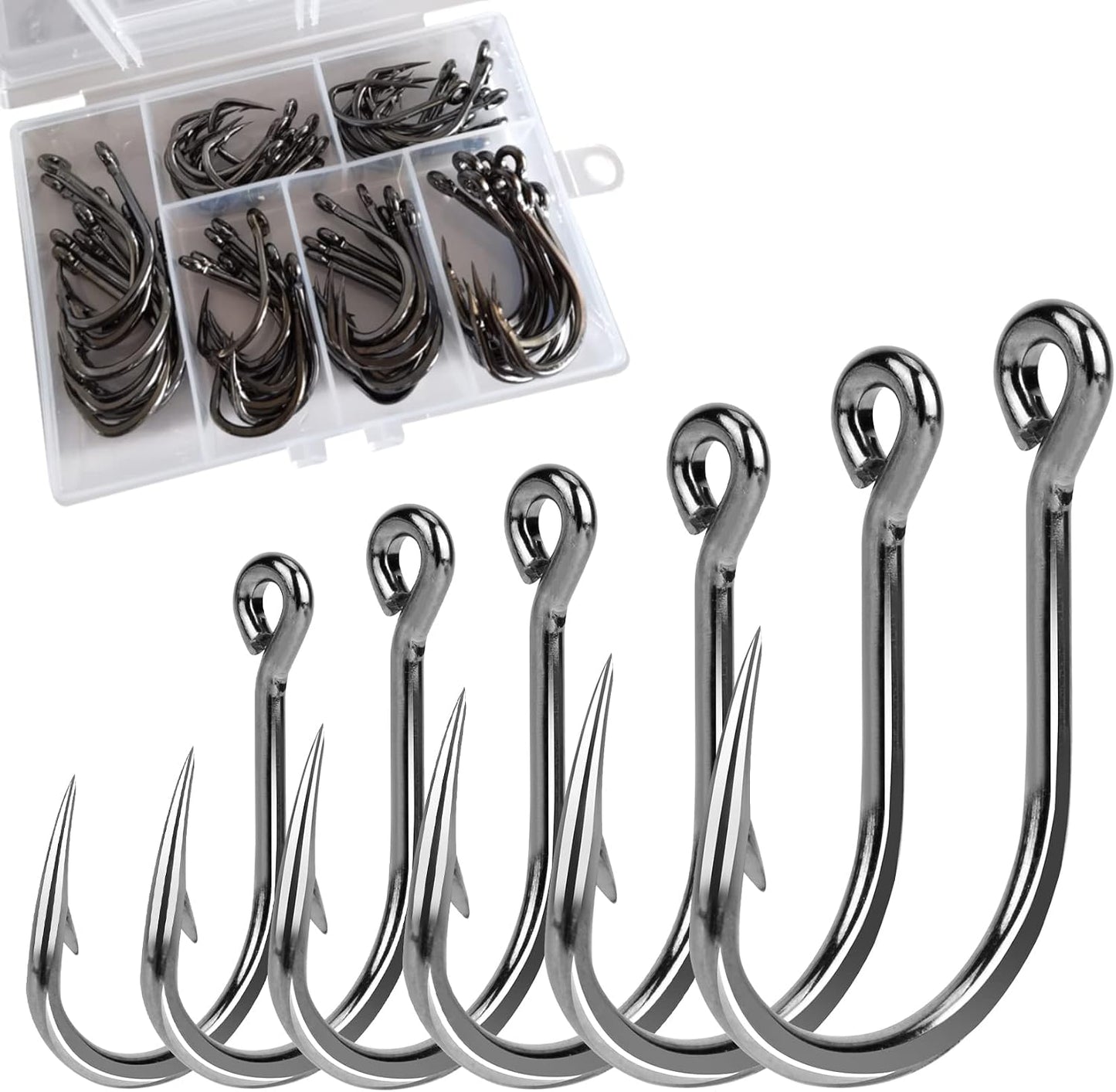 60 Pzas Anzuelos Acero Inox 4/0 a 9/0
