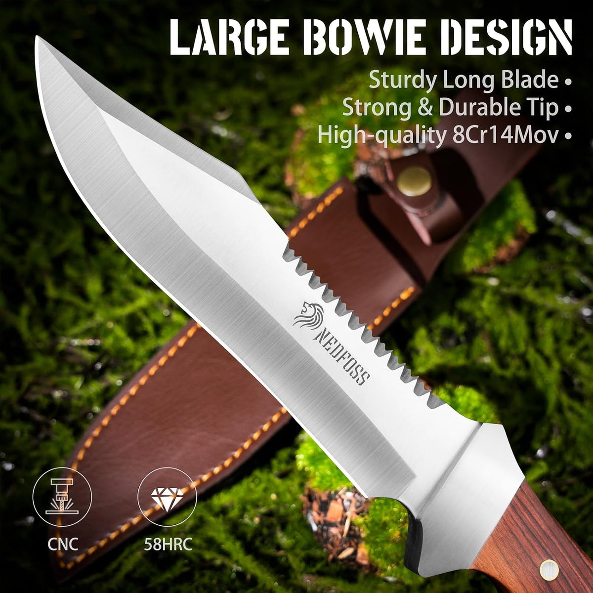 Cuchillo supervivencia 13pulg con funda palisandro