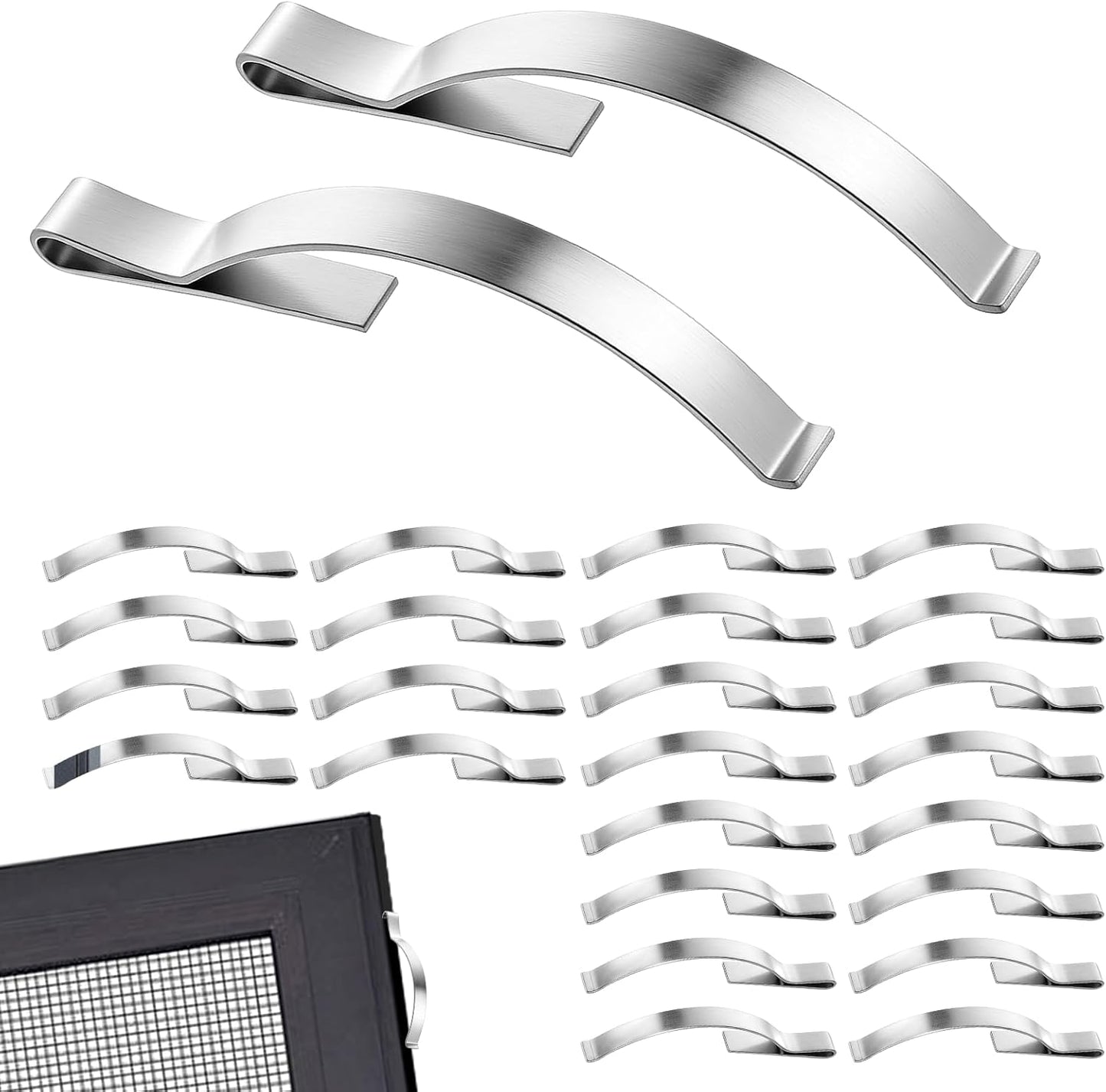 30 Clips Resorte Acero Inox para Ventana Sujeta Pantallas